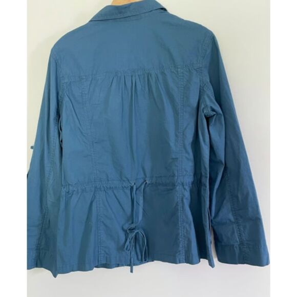 CAbi Women Cargo Utility Blue Fly Away Jacket Cotton Size Large F15 - Picture 2 of 10